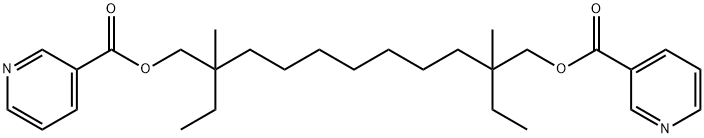 [2-ethyl-2,10-dimethyl-10-(pyridine-3-carbonyloxymethyl)dodecyl] pyrid ine-3-carboxylate 结构式