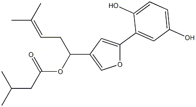 (+)-[1-[5-(2,5-Dihydroxyphenyl)-3-furanyl]-4-methyl-3-penten-1-yl]3-methylbutanoate 结构式