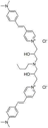 1,1'-[(butylimino)bis(2-hydroxypropane-1,3-diyl)]bis[4-[2-[4-(dimethylamino)phenyl]vinyl]pyridinium] dichloride 结构式