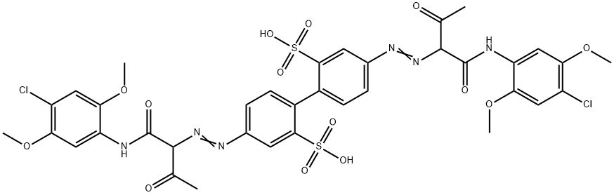 4,4'-bis[[1-[[(4-chloro-2,5-dimethoxyphenyl)amino]carbonyl]-2-oxopropyl]azo][1,1'-biphenyl]-2,2'-disulphonic acid 结构式