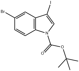 5-ブロモ-3-ヨードインドール-1-カルボン酸TERT-ブチルエステル 化学構造式