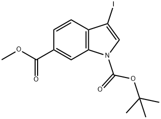 3-ヨード-1H-インドール-1,6-二カルボン酸1-(TERT-ブチル)6-メチル  化学構造式