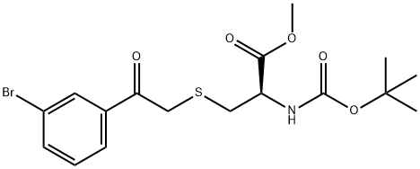 (S)-3-[2-(3-Bromo-phenyl)-2-oxo-ethylsulfanyl]-2-tert-butoxycarbonylamino-propionic acid methyl ester Structure