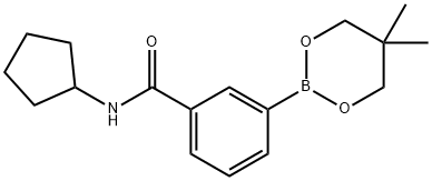 N-シクロペンチル-3-(5,5-ジメチル-1,3,2-ジオキサボリンアン-2-イル)ベンズアミド 化学構造式