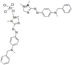 bis[3-[[4-[benzylmethylamino]phenyl]azo]-1,2-dimethyl-1H-1,2,4-triazolium] tetrachlorozincate Struktur