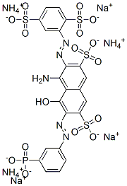 4-amino-3-[(2,5-disulphophenyl)azo]-5-hydroxy-6-[(3-phosphonophenyl)azo]naphthalene-2,7-disulphonic acid, ammonium sodium salt 结构式