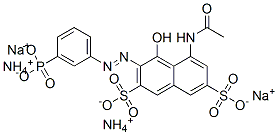 5-acetamido-4-hydroxy-3-[(3-phosphonophenyl)azo]naphthalene-2,7-disulphonic acid, ammonium sodium salt Structure