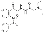 Benzeneacetic acid, 2-(benzoylamino)-alpha-oxo-, 2-((diethylamino)acet yl)hydrazide|