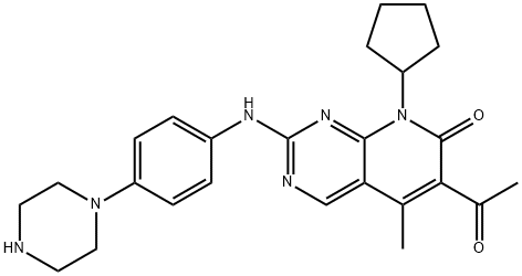 6-Acetyl-8-cyclopentyl-5-methyl-2-(4-piperazin-1-yl-phenylamino)-8H-pyrido[2,3-d]pyrimidin-7-one Struktur