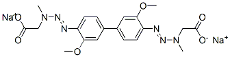 N,N'-(3,3'-ジメトキシ-1,1'-ビフェニル-4,4'-ジイル)ビス(アゾ)ビス(N-メチルグリシンナトリウム) 化学構造式
