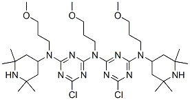 6-chloro-N-[4-chloro-6-[(3-methoxypropyl)(2,2,6,6-tetramethylpiperidin-4-yl)amino]-1,3,5-triazin-2-yl]-N,N'-bis(3-methoxypropyl)-N'-(2,2,6,6-tetramethylpiperidin-4-yl)-1,3,5-triazine-2,4-diamine 结构式