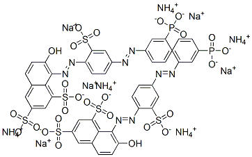 7-hydroxy-8-[[4-[(3-phosphonophenyl)azo]-2-sulphophenyl]azo]naphthalene-1,3-disulphonic acid, ammonium sodium salt 结构式