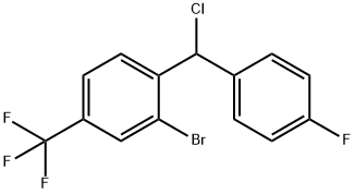 2-ブロモ-1-[クロロ(4-フルオロフェニル)メチル]-4-(トリフルオロメチル)ベンゼン 化学構造式