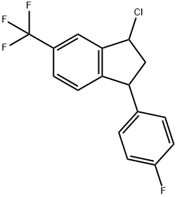 3-chloro-1-(4-fluorophenyl)-5-(trifluoromethyl)indan Struktur