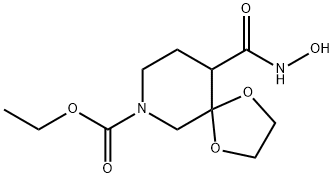 ethyl 10-[(hydroxyamino)carbonyl]-1,4-dioxa-7-azaspiro[4.5]decane-7-carboxylate 结构式