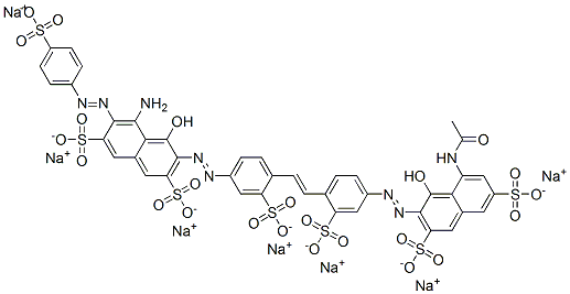 2,7-Naphthalenedisulfonic acid, 3-[[4-[2-[4-[[8-(acetylamino)-1-hydroxy-3,6-disulfo-2-naphthalenyl]azo]-2-sulfophenyl]ethenyl]-3-sulfophenyl]azo]-5-amino-4-hydroxy-6-[(4-sulfophenyl)azo]-, heptasodium salt 结构式