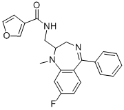 N-[[(8-フルオロ-2,3-ジヒドロ-1-メチル-5-フェニル-1H-1,4-ベンゾジアゼピン)-2-イル]メチル]フラン-3-カルボアミド 化学構造式