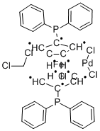 Dichloro(1,1-bis(diphenylphosphino)ferrocene)palladium(II) acetone adduct Struktur