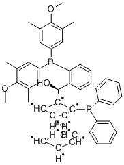 (S)-(-)-[(S)-2-DIPHENYLPHOSPHINOFERROCENYL][2-BIS(3,5-DIMETHYL-4-METHOXYPHENYL)PHOSPHINOPHENYL]METHANOL 化学構造式