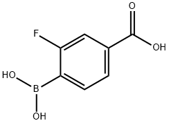 4-カルボキシ-2-フルオロフェニルボロン酸 化学構造式