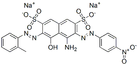 disodium 4-amino-5-hydroxy-3-[(4-nitrophenyl)azo]-6-[(o-tolyl)azo]naphthalene-2,7-disulphonate Struktur