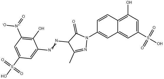 7-[4,5-dihydro-4-[(2-hydroxy-3-nitro-5-sulphophenyl)azo]-3-methyl-5-oxo-1H-pyrazol-1-yl]-4-hydroxynaphthalene-2-sulphonic acid 结构式