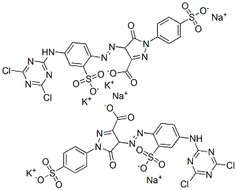85136-23-8 4-[[4-[(4,6-dichloro-1,3,5-triazin-2-yl)amino]-2-sulphophenyl]azo]-4,5-dihydro-5-oxo-1-(4-sulphophenyl)-1H-pyrazole-3-carboxylic acid, potassium sodium salt