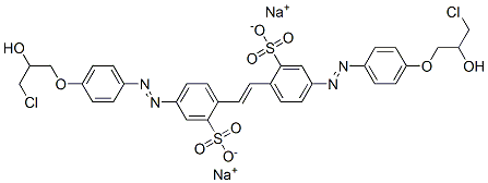 2,2'-(1,2-エテンジイル)ビス[5-[[4-(3-クロロ-2-ヒドロキシプロポキシ)フェニル]アゾ]ベンゼンスルホン酸ナトリウム] 化学構造式