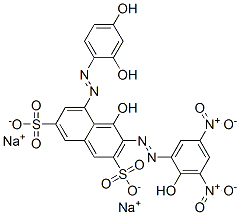 disodium 5-[(2,4-dihydroxyphenyl)azo]-4-hydroxy-3-[(2-hydroxy-3,5-dinitrophenyl)azo]naphthalene-2,7-disulphonate 结构式