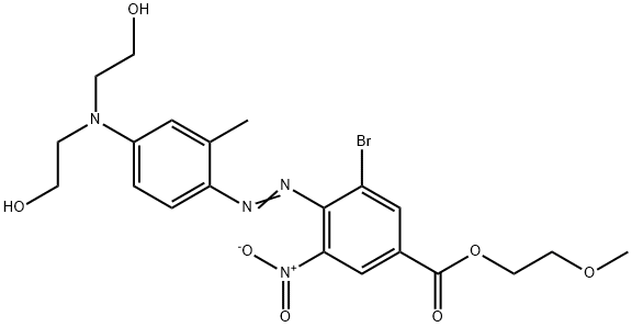 4-[[4-[ビス(2-ヒドロキシエチル)アミノ]-2-メチルフェニル]アゾ]-3-ブロモ-5-ニトロ安息香酸2-メトキシエチル 化学構造式