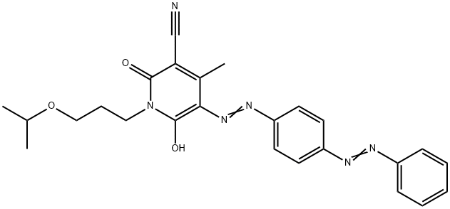 6-ヒドロキシ-1-(3-イソプロポキシプロピル)-4-メチル-2-オキソ-5-[4-(フェニルアゾ)フェニルアゾ]-1,2-ジヒドロ-3-ピリジンカルボニトリル 化学構造式