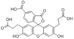 2`,7`-Bis(2-carboxyethyl)-5(6)-carboxyfluorescein Struktur