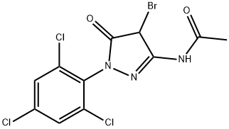 N-[4-Bromo-5-oxo-1-(2,4,6-trichlorophenyl)-2-pyrazolin-3-yl]acetamide 结构式