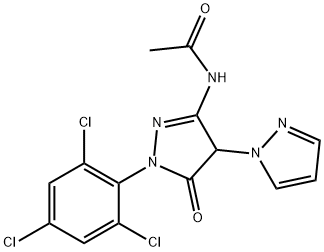 N-[5-オキソ-4-(1H-ピラゾール-1-イル)-1-(2,4,6-トリクロロフェニル)-2-ピラゾリン-3-イル]アセトアミド 化学構造式