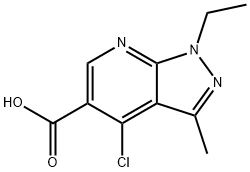 4-Chloro-1-ethyl-3-methyl-1H-pyrazolo-[3,4-b]pyridine-5-carboxylic acid Struktur
