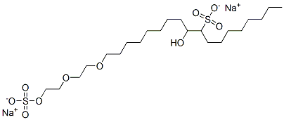 disodium 10-hydroxy-18-[2-[2-(sulphonatooxy)ethoxy]ethoxy]octadecane-9-sulphonate 结构式