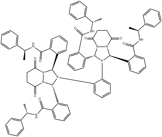 2,2μ,2,2μμμ-(1,2-Phenylenebis[(1R,3R)-tetrahydro-5,8-dioxo-1H-[1,2,4]diazaphospholo[1,2-a]pyridazine-2,1,3(3H)-triyl])tetrakis(N-[(1S)-1-phenylethyl])benzamide Structure