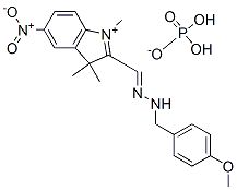 2-[[(4-methoxyphenyl)methylhydrazono]methyl]-1,3,3-trimethyl-5-nitro-3H-indolium dihydrogen phosphate 结构式
