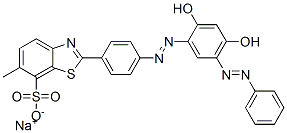 sodium 2-[4-[[2,4-dihydroxy-5-(phenylazo)phenyl]azo]phenyl]-6-methylbenzothiazole-7-sulphonate Struktur