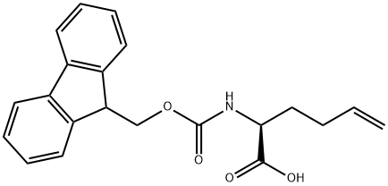 (S)-2-((((9H-フルオレン-9-イル)メトキシ)カルボニル)アミノ)ヘキス-5-エン酸 化学構造式