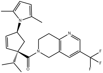 ((1S,4S)-4-(2,5-diMethyl-1H-pyrrol-1-yl)-1-isopropylcyclopent-2-enyl)(3-(trifluoroMethyl)-7,8-dihydro-1,6-naphthyridin-6(5H)-yl)Methanone 结构式