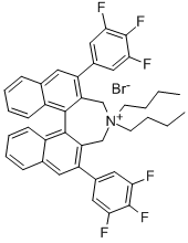 (S)-4,4-ジブチル-2,6-ビス(3,4,5-トリフルオロフェニル)-4,5-ジヒドロ-3H-ジナフト〔2,1-C:1′,2′-E〕アゼピニウム ブロミド 化学構造式