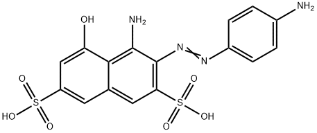 4-アミノ-3-(p-アミノフェニルアゾ)-5-ヒドロキシ-2,7-ナフタレンジスルホン酸 化学構造式