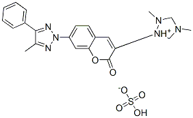 methyl 4-methyl-1-[7-(4-methyl-5-phenyl-2H-1,2,3-triazol-2-yl)-2-oxo-2H-1-benzopyran-3-yl]-1H-1,2,4-triazolium sulphate Structure