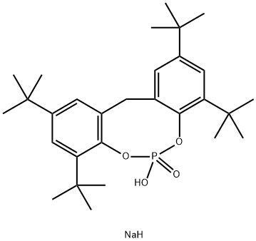 2,4,8,10-テトラ-tert-ブチル-6-(ソジオオキシ)-12H-ジベンゾ[d,g][1,3,2]ジオキサホスホシン6-オキシド 化学構造式