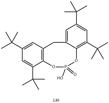 リチウム＝2，4，8，10-テトラ-tert-ブチル-6-オキソ-12H-6λ（5）-ジベンゾ［d，g］［1，3，2］ジオキサホスホシン-6-オラート 化学構造式