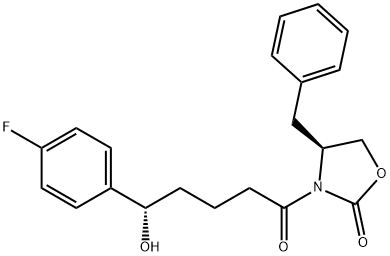 2-Oxazolidinone,3-[(5S)-5-(4-fluorophenyl)-5-hydroxy-1-oxopentyl]-4-(phenylmethyl)-,(4S)- Struktur