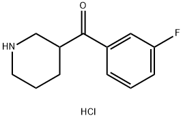 3-(3-FLUOROBENZOYL)PIPERIDINE HYDROCHLORIDE, 852212-51-2, 结构式