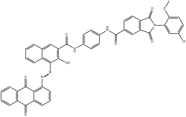 2-(5-chloro-2-methoxyphenyl)-N-[4-[[[4-[(9,10-dihydro-9,10-dioxo-1-anthryl)azo]-3-hydroxy-2-naphthyl]carbonyl]amino]phenyl]-2,3-dihydro-1,3-dioxo-1H-isoindole-5-carboxamide 结构式