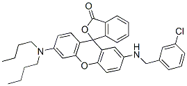 2'-(3-chlorobenzylamino)-6'-(dibutylamino)spiro[isobenzofuran-1(3H)-9'[9H]-xanthene]-3-one Struktur
